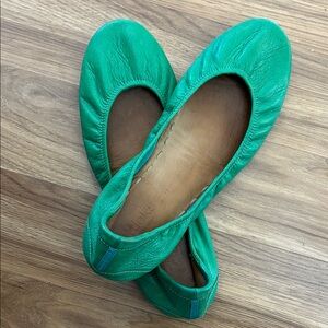 Tieks Green Leather Ballet Flats sz 11